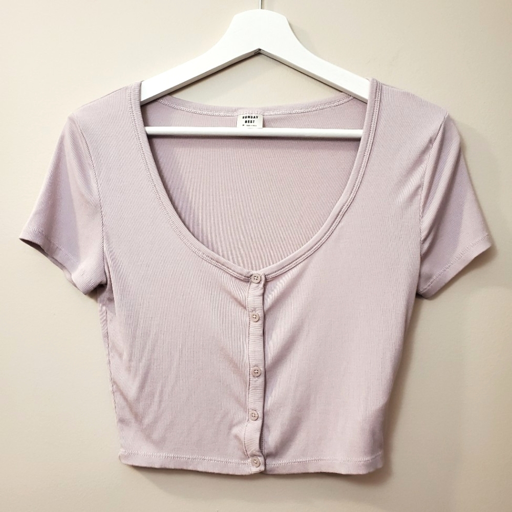 Aritzia Sunday Best - Holly Crop Top Cardigan and Tank Set - Frosted Lavender - Picture 3 of 8